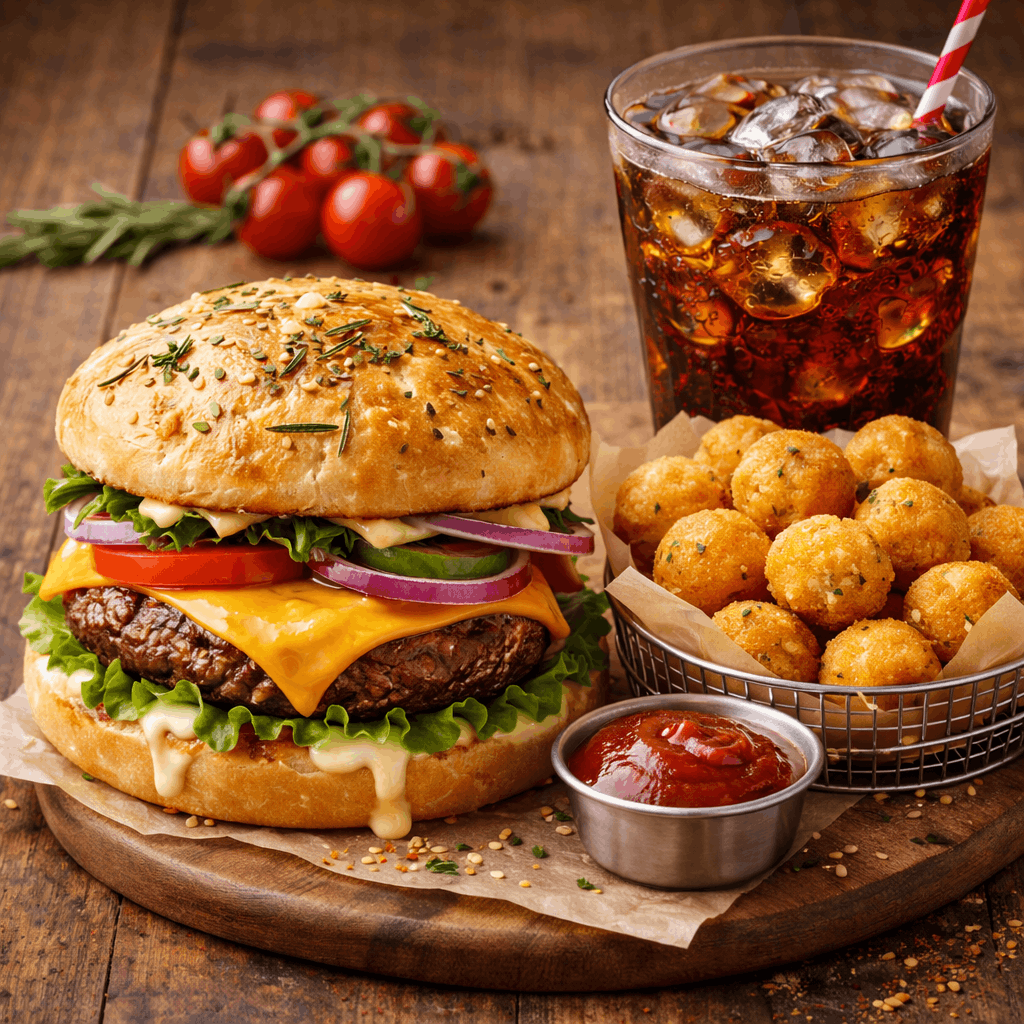 Focasia Burger + Potato Bols + Cold Drink