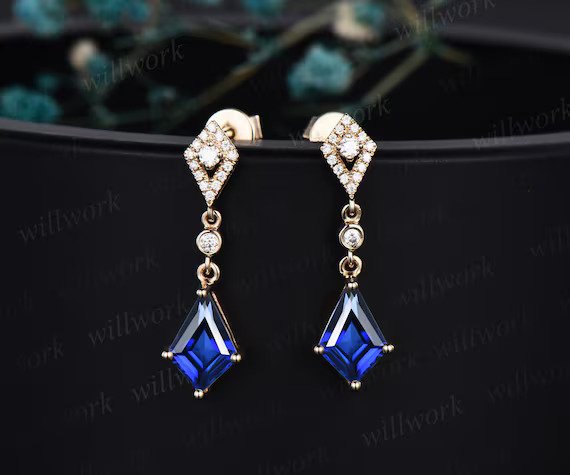 Blue Sapphire Halo Earrings