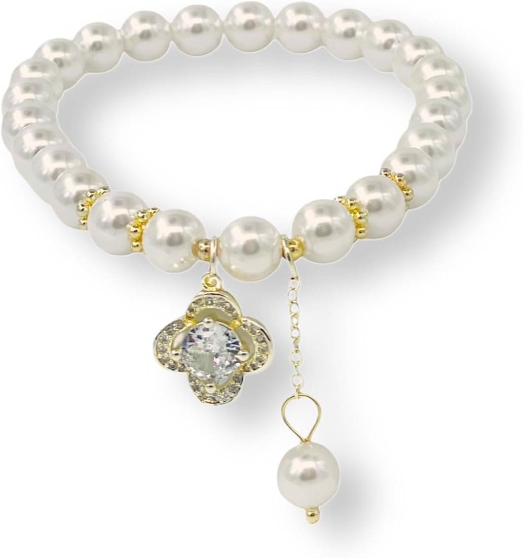 Adjustable Pearl Charm Bracelet