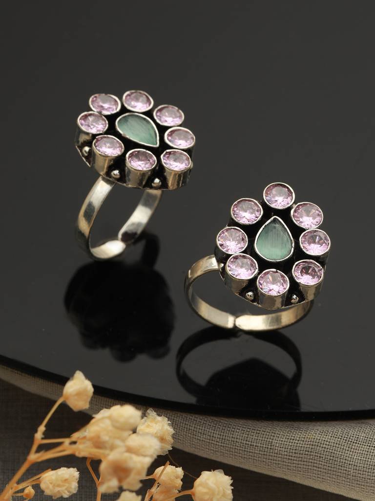 Twin Floral Toe Ring Set