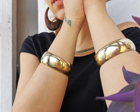 Hammered Brass Gold Cuff