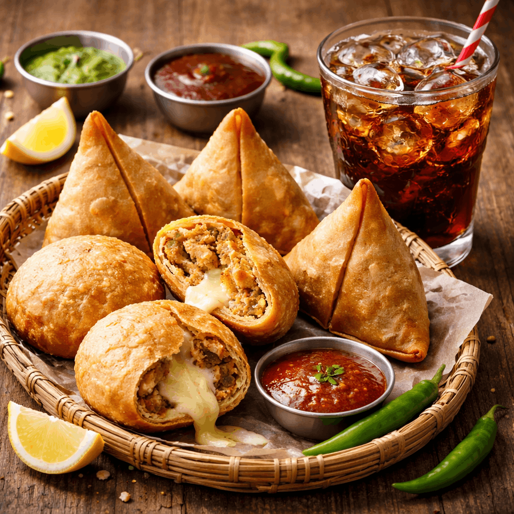 Cheese kachori + Samosa + Cold Drink